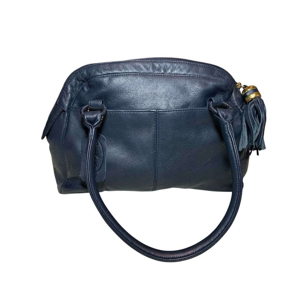 Women's Cee Klein Classic Genuine Leather Mini Satchel Handbag Navy Blue Small